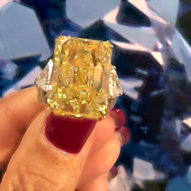 10ct Two-tone Three-stone  Radiant Cut Yellow Sapphire Engagement Ring