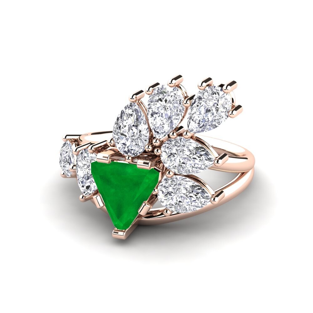 2ct Triangular Cut Emerald Rose Gold Engagement Ring