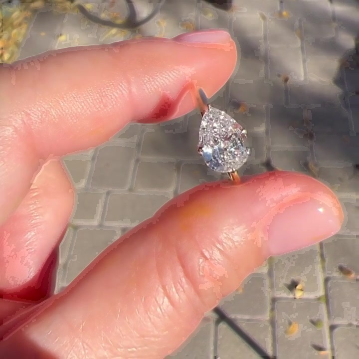 2.47ct Pear Cut White Sapphire Engagement Ring