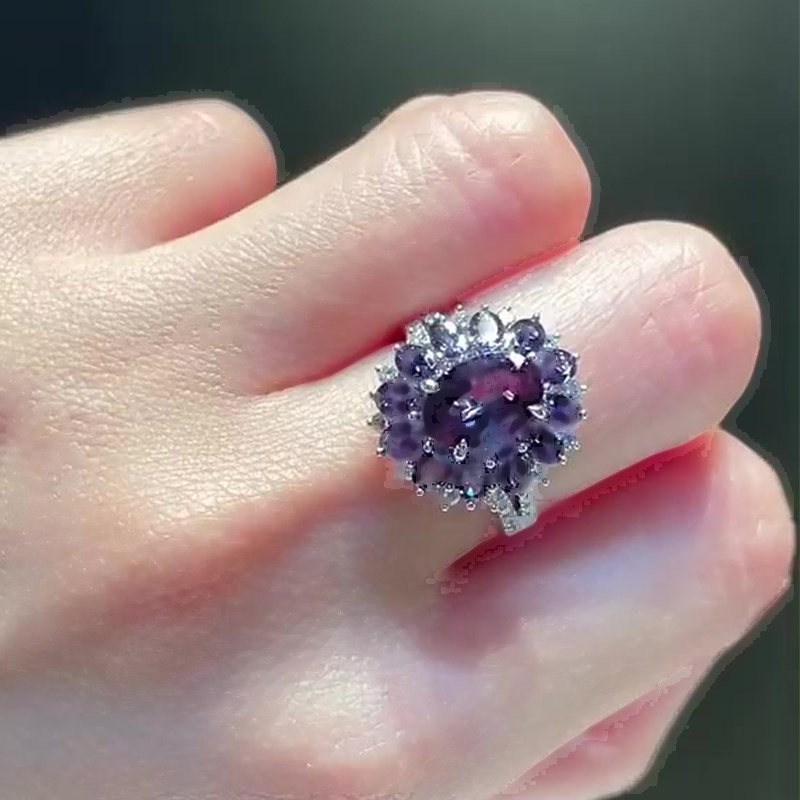 2ct Oval Cut Amethyst Sapphire Double Halo Engagement Ring