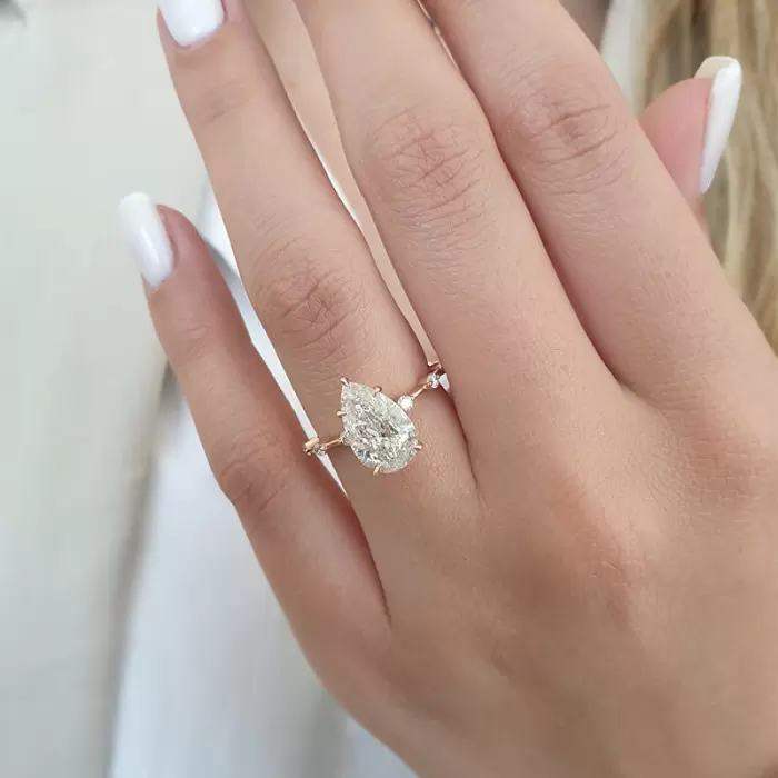3ct Pear Cut White Sapphire Rose Gold Engagement Ring