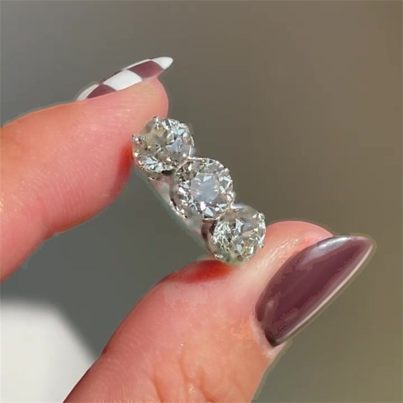 4.5ctw Old European Cut White Sapphire Trilogy Three Stone Ring