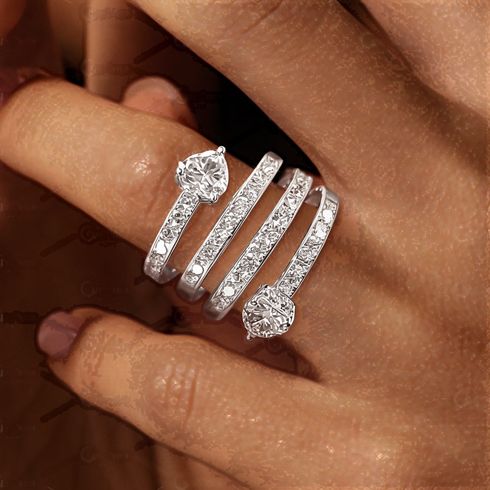 4.35ct Multi Row Spiral Sapphire Engagement Ring