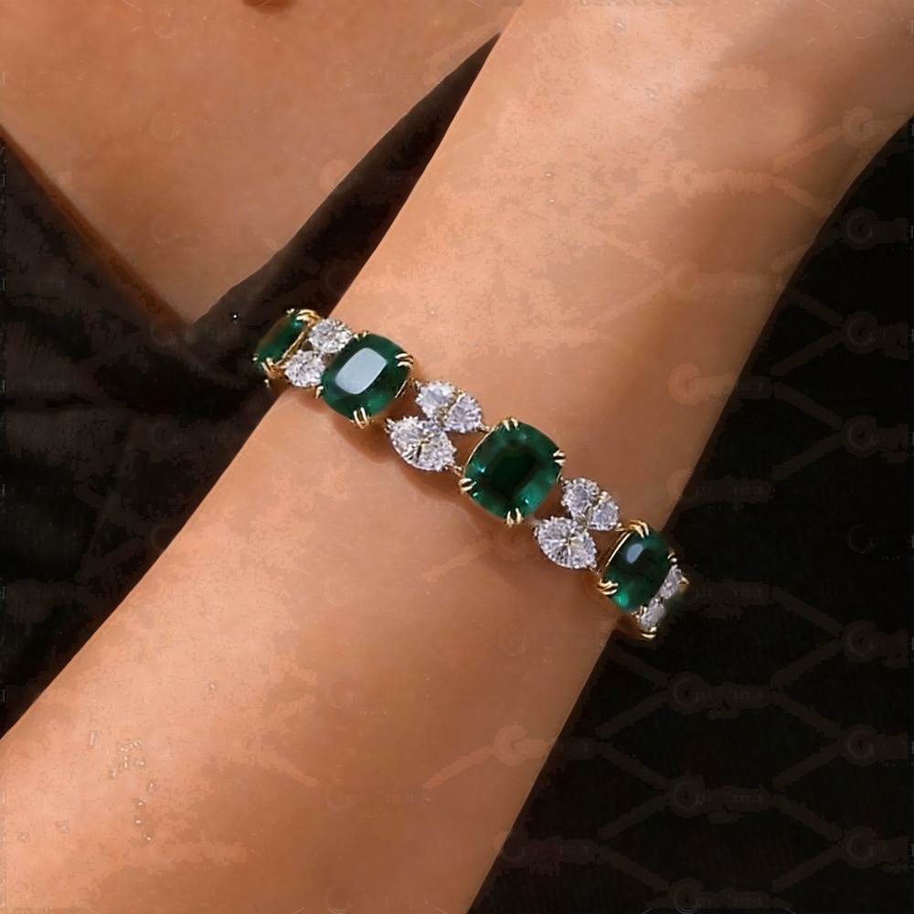 Double Tone Cushion Cut & Marquise Cut Lab-created Sapphire Bracelet