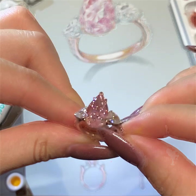 2.5ct Three Stone Pear Cut Pink Sapphire Engagement Ring in Rose Gold