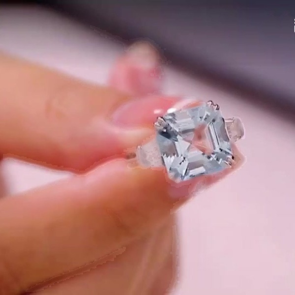 4ct Asscher Cut Aquamarine Sapphire Engagement Ring