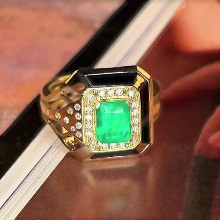4ct Emerald Cut Green Sapphire Men's Engagement Ring