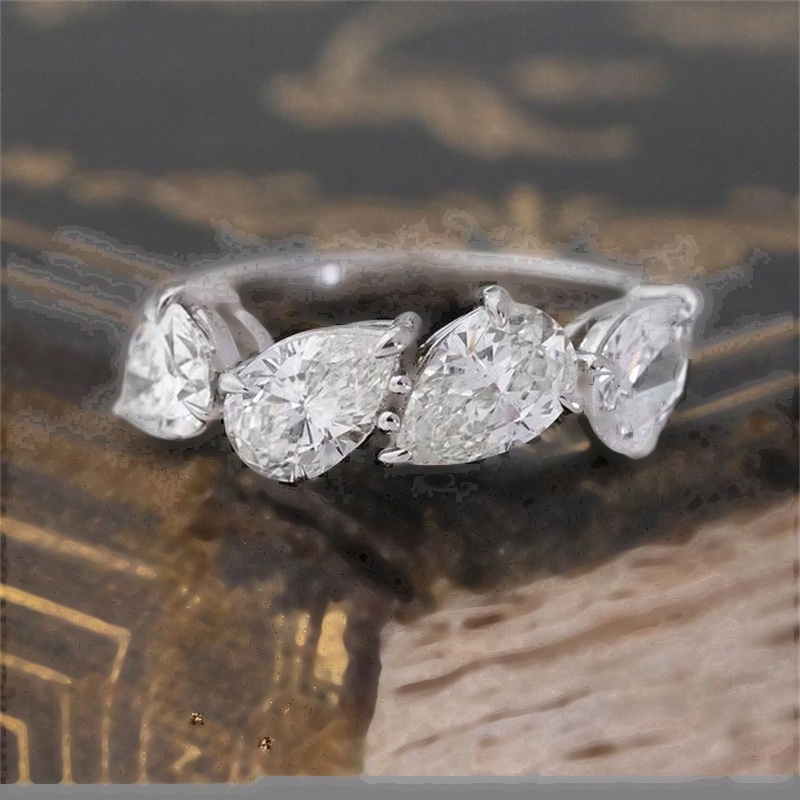 4ct Pear Cut White Sapphire Wedding Band