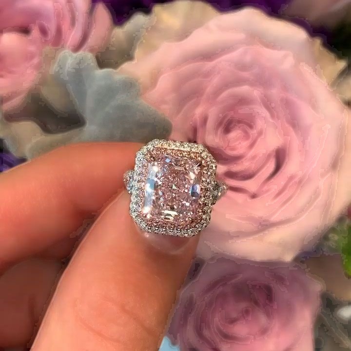 4ct Radiant Cut Pink Sapphire Engagement Ring