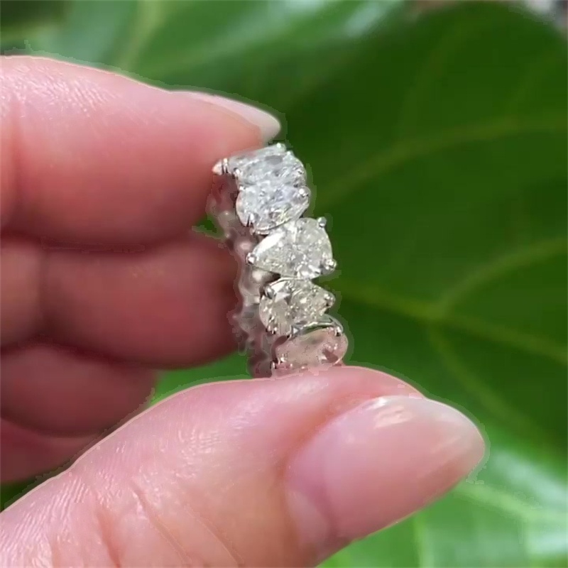 5.8ct Pear Cut White Sapphire Wedding Band