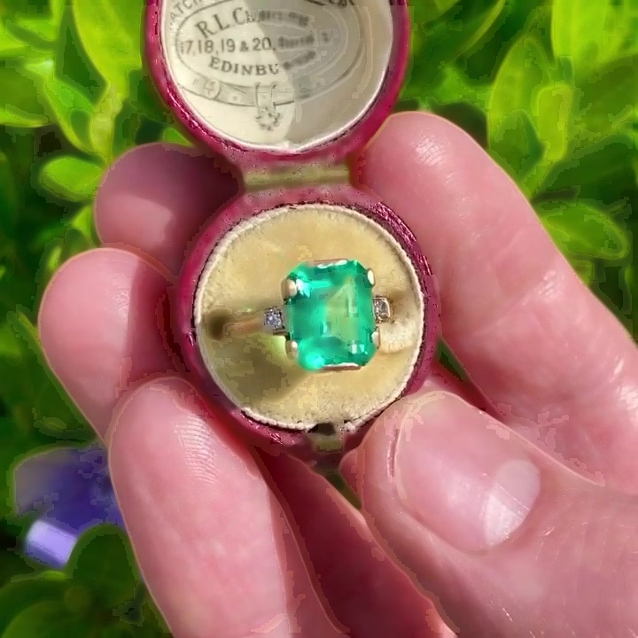 5ct Emerald Cut Green Sapphire Engagement Ring