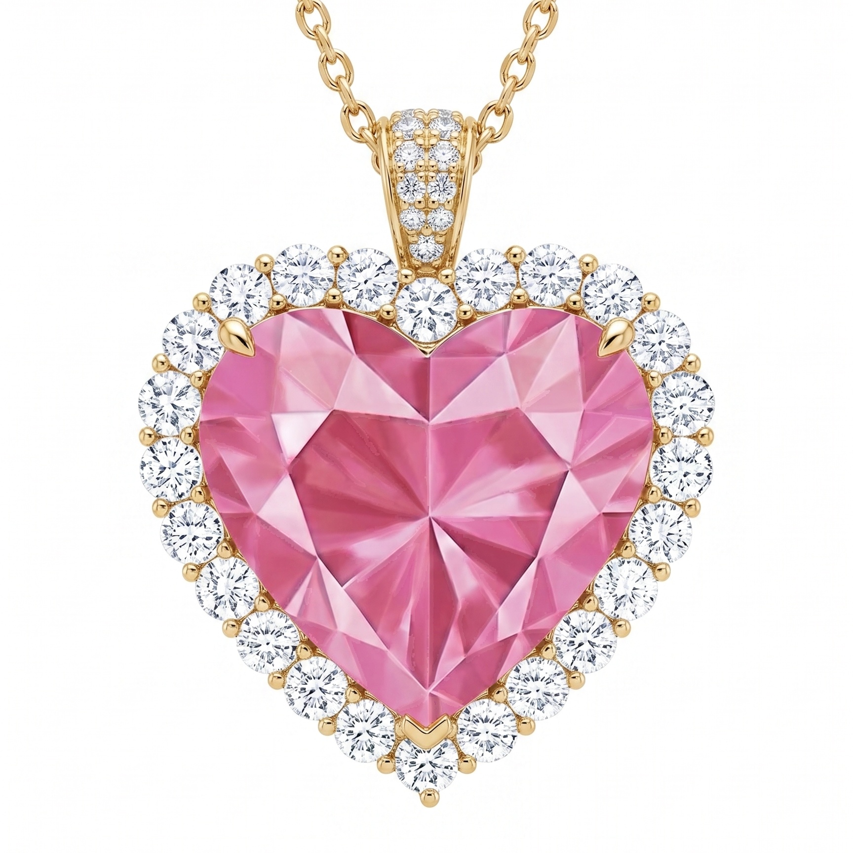 8ct Heart Cut Pink Sapphire Necklace