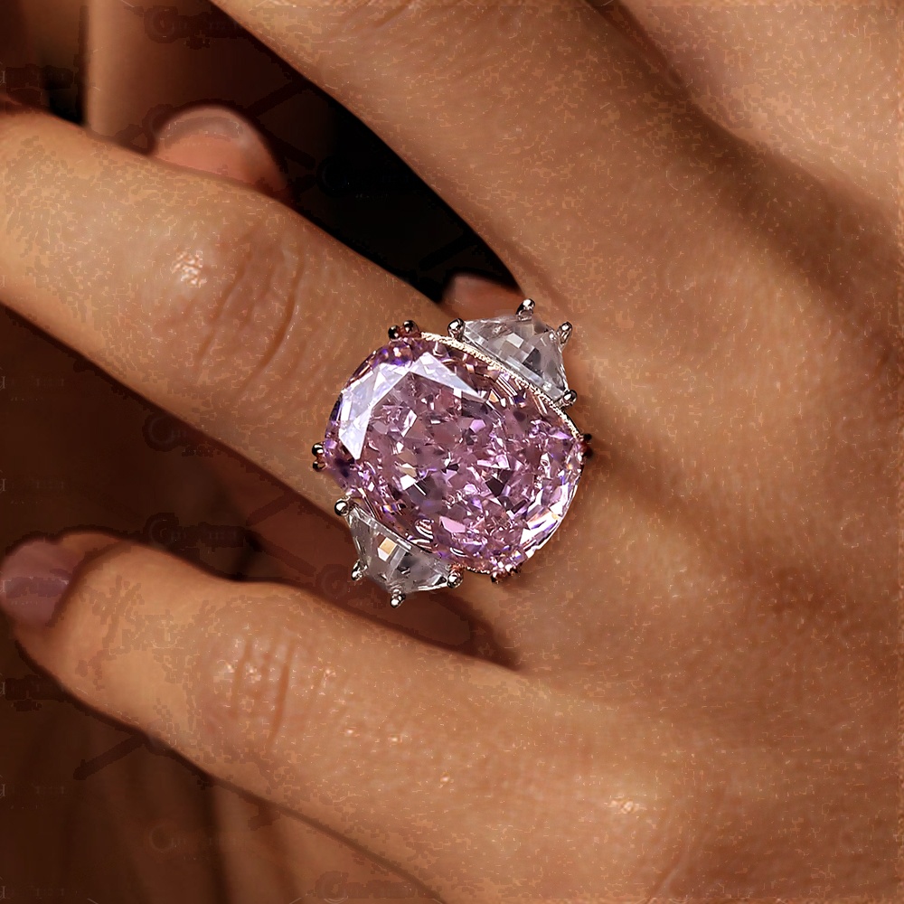 5ct Kunzite & White Sapphire Three-Stone Engagement Ring