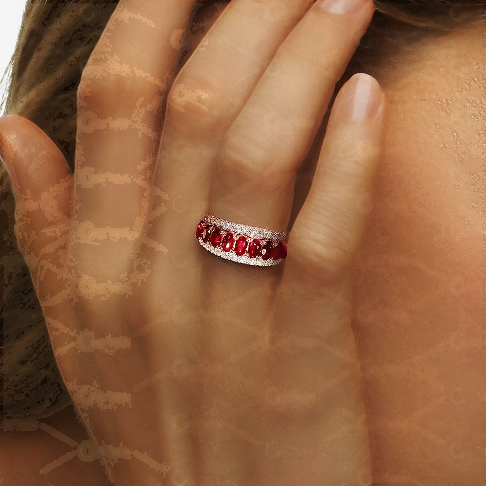 5ct Oval Cut Garnet Sapphire Half Eternity Ring