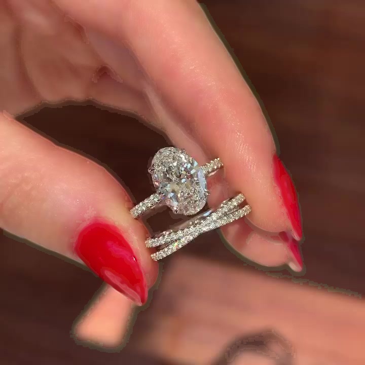 5ct Oval Cut White Sapphire wedding Set
