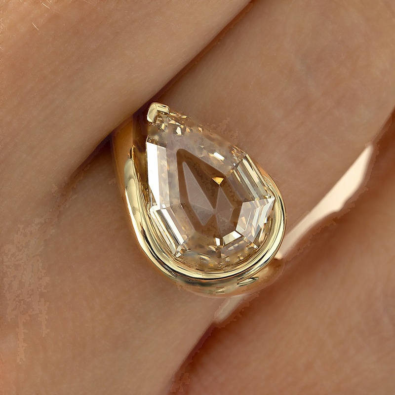 5ct Pear Cut Colored Champagne Sapphire Solitaire Ring
