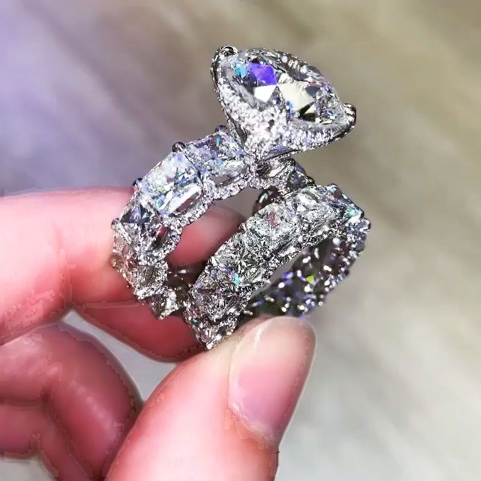 5ct Round Cut White Sapphire Wedding Ring Set