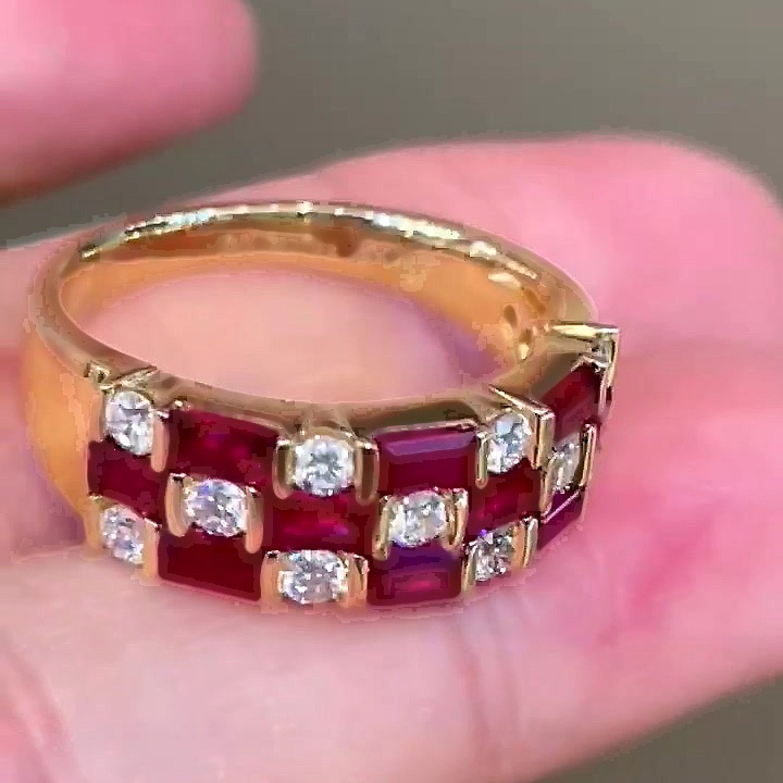 6.75ct Two-stone Ruby Sapphire Eternity Ring