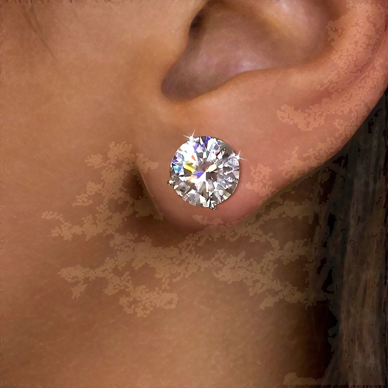 6ct Classic Round Cut White Sapphire Stud Earrings