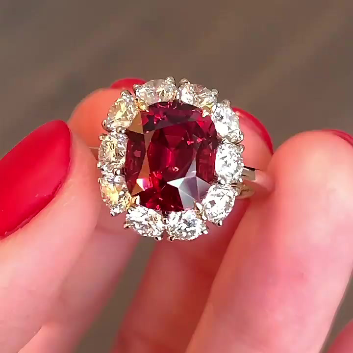 6ct Cushion Cut Garnet Sapphire Engagement Ring