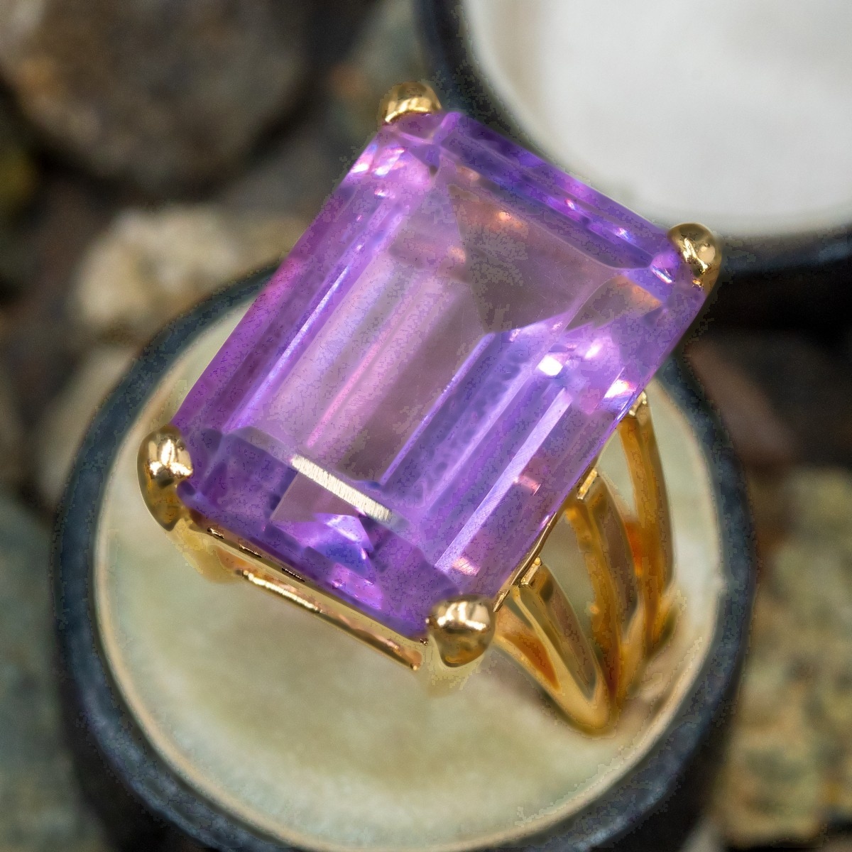6ct Emerald Cut Amethyst Sapphire Engagement Ring