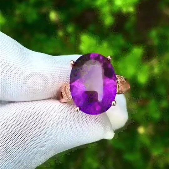 6ct Oval Cut Amethyst Sapphire Engagement Ring
