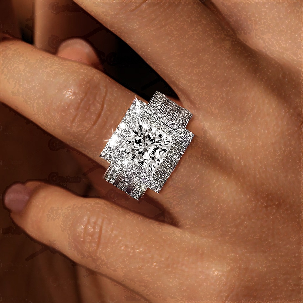 6ct Princess Cut White Sapphire Engagement Ring