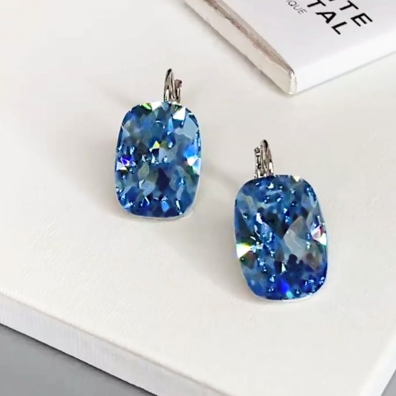 Cushion Cut Blue Sapphire Drop Earrings