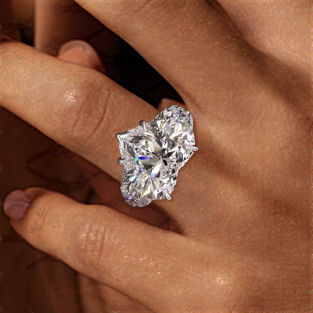 10ct Three-stone Love Heart White Sapphire Engagement Ring