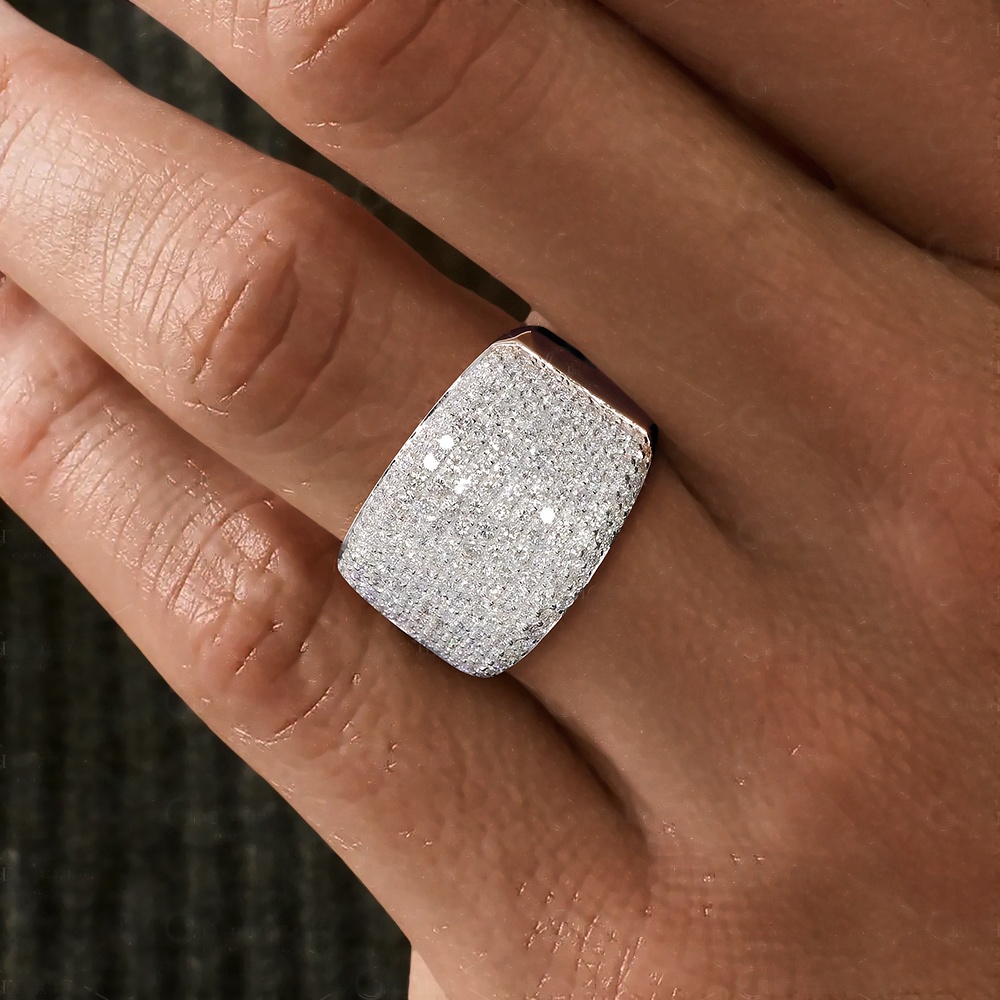 7.75ct Micro-pave Setting Round Cut White Sapphire Men's Ring