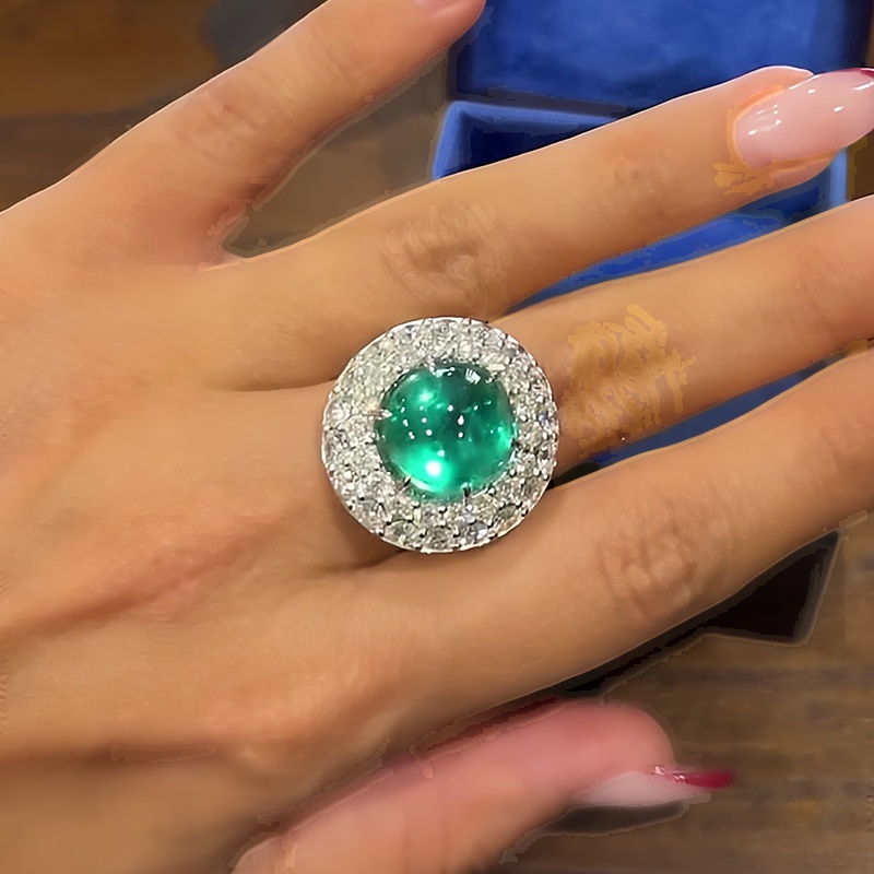 7ct Cabochon Paraiba & White Sapphire Halo Cocktail Ring