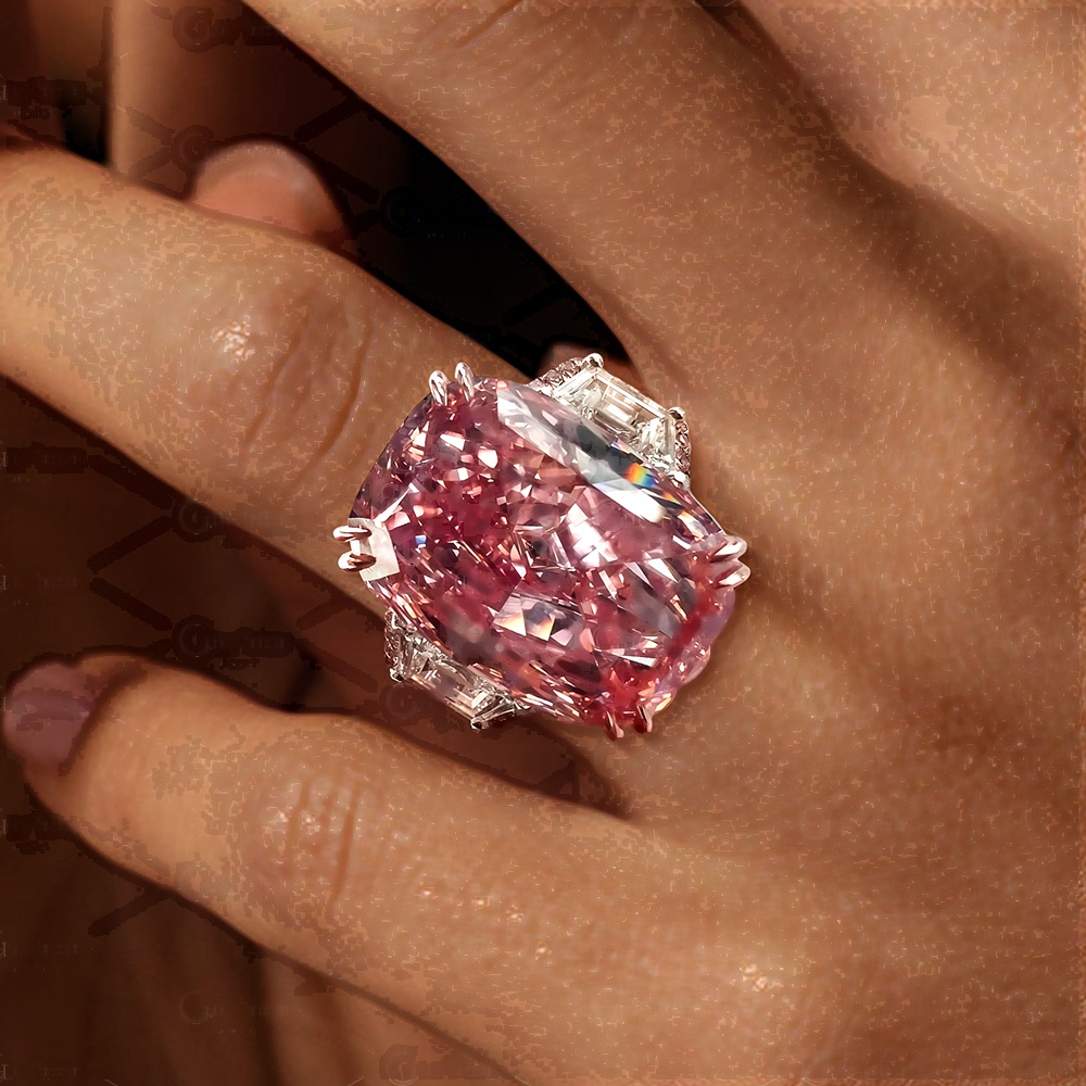7ct Cushion Cut Pink Sapphire Engagement Ring