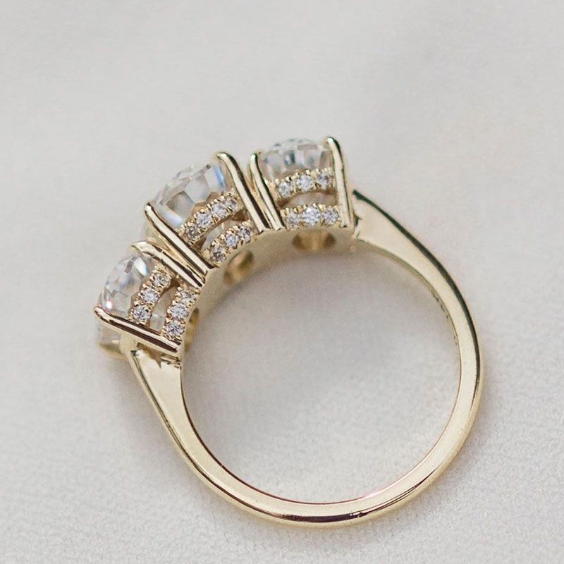 7ct Halo Three Stone Oval Cut White Sapphire Wedding Eternity Ring