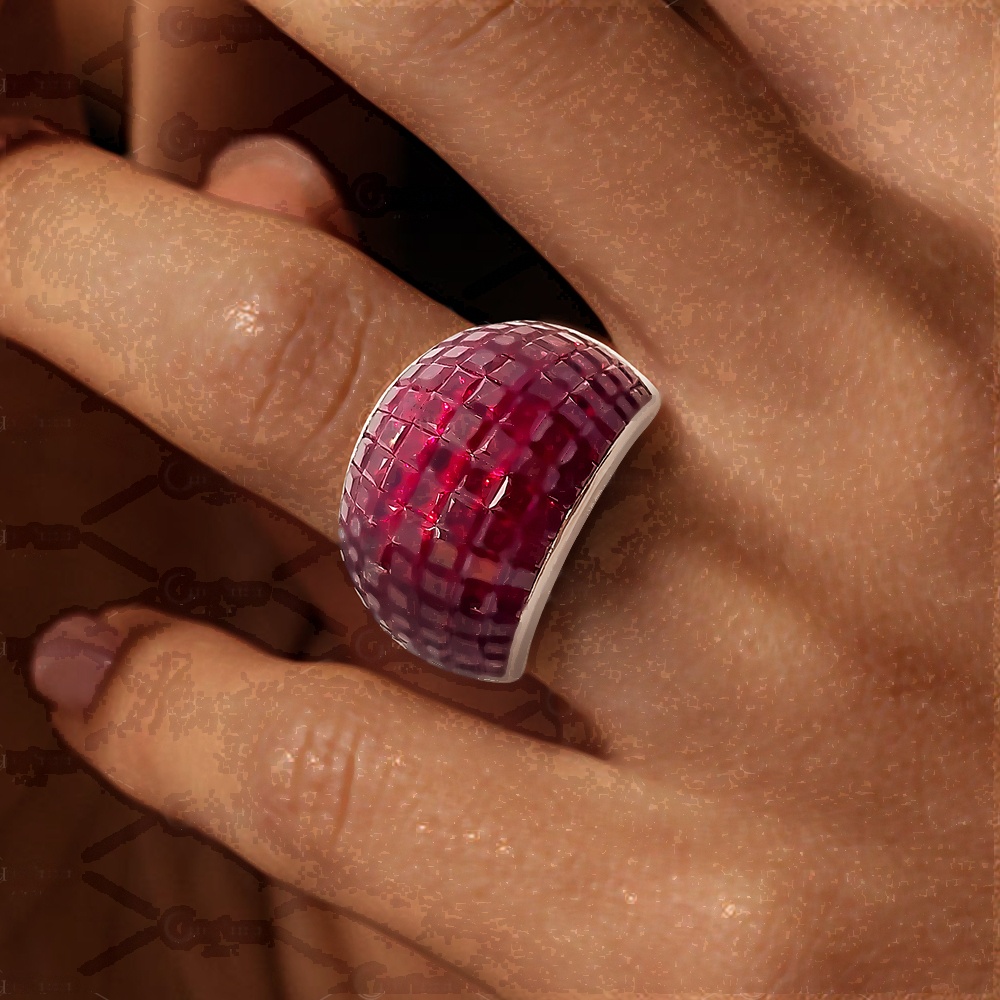 8.35ct Princess Cut Ruby Sapphire Cocktail Ring