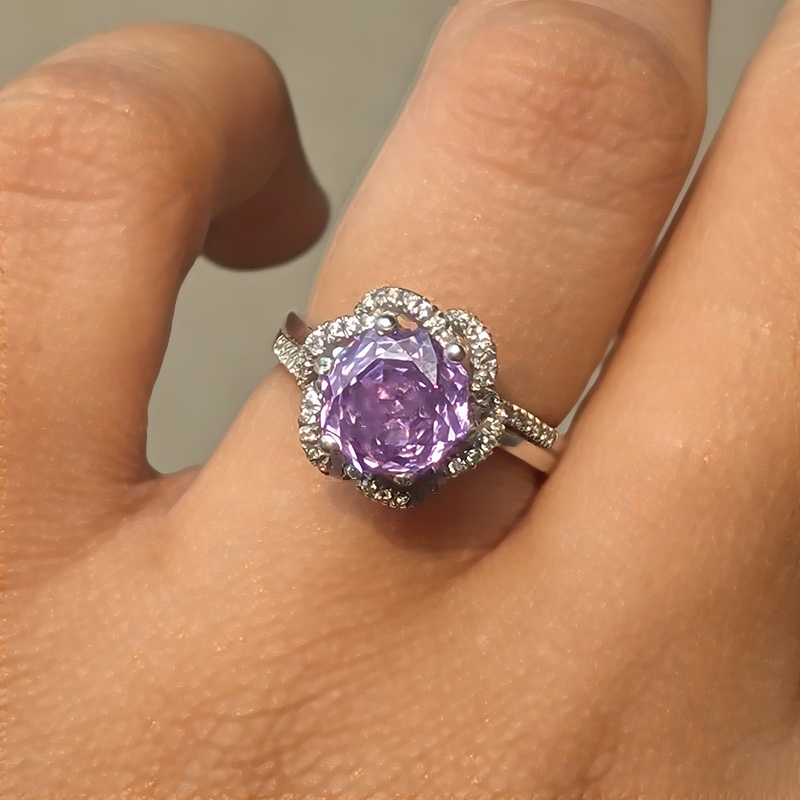 Art 2.5ct Rose Cut Amethyst Sapphire Engagement Ring