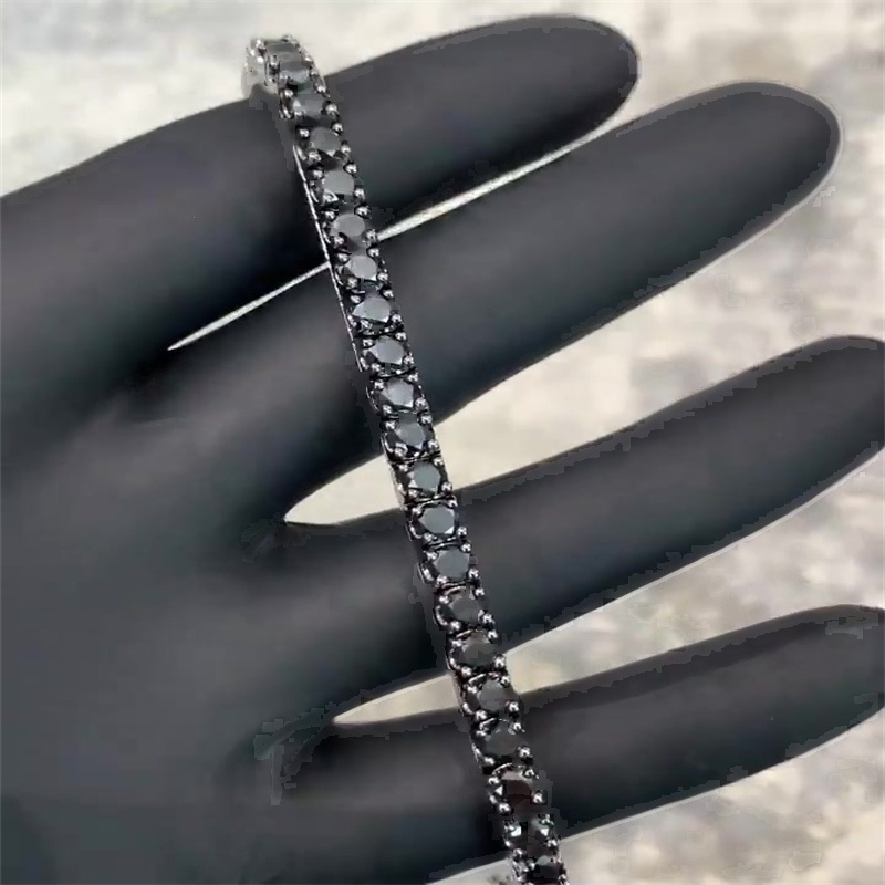 Classic Round Cut Black Sapphire Tennis Chain
