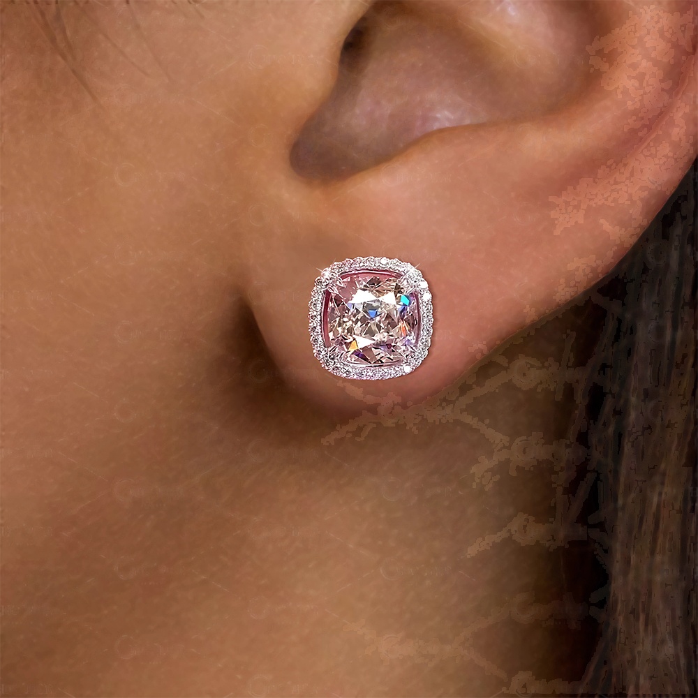 Cushion Cut White Sapphire Stud Earrings
