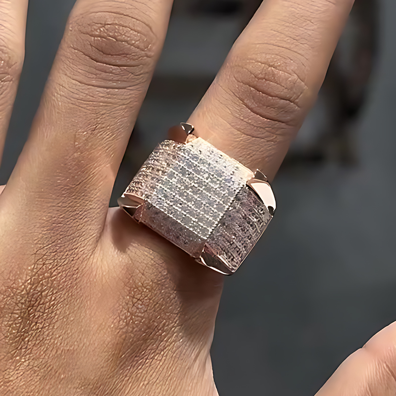 Fashion 5.25ct Micro-pave Setting Round Cut White Sapphire Men's Band