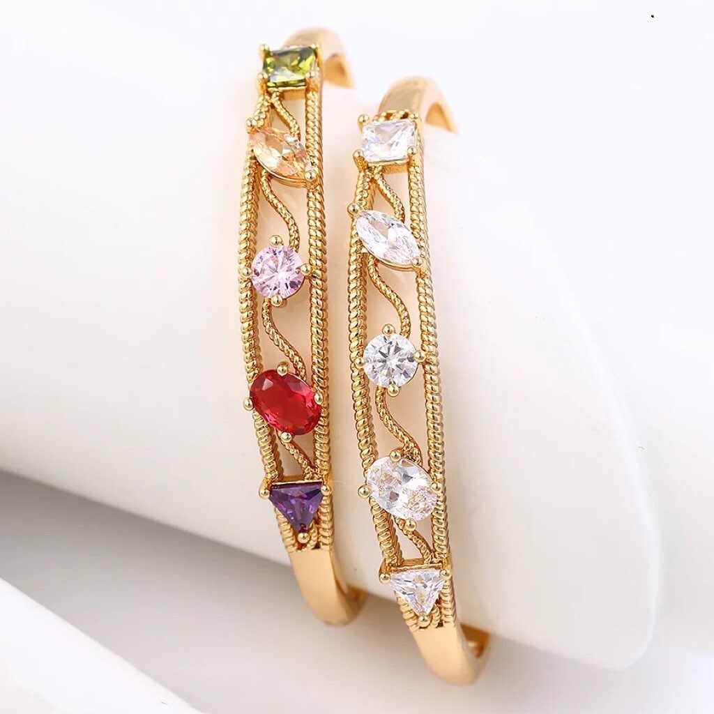 Fashion Multi Cut Rainbow / White Gemstones Hollow Bracelet （Each sold separately）