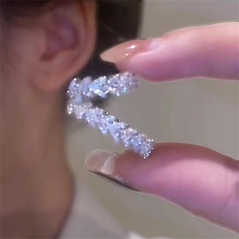 Round Cut White Sapphire Clip Earrings