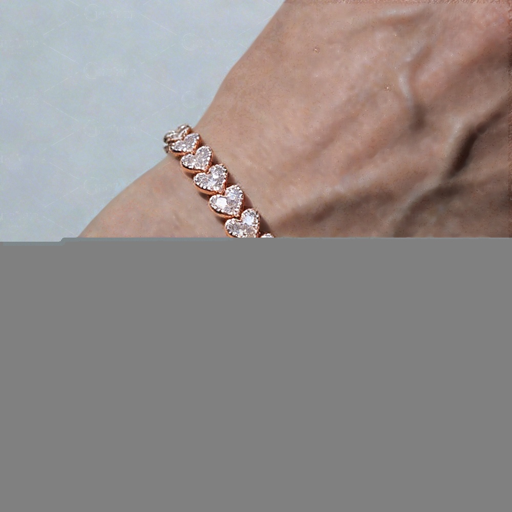 Love Heart White Sapphire Men's Wrist Chain Bracelet