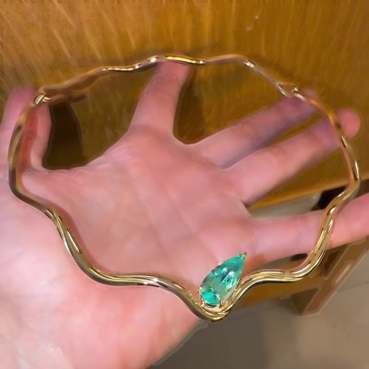 Organic Wavy Pear Cut Paraiba Open Choker Necklace