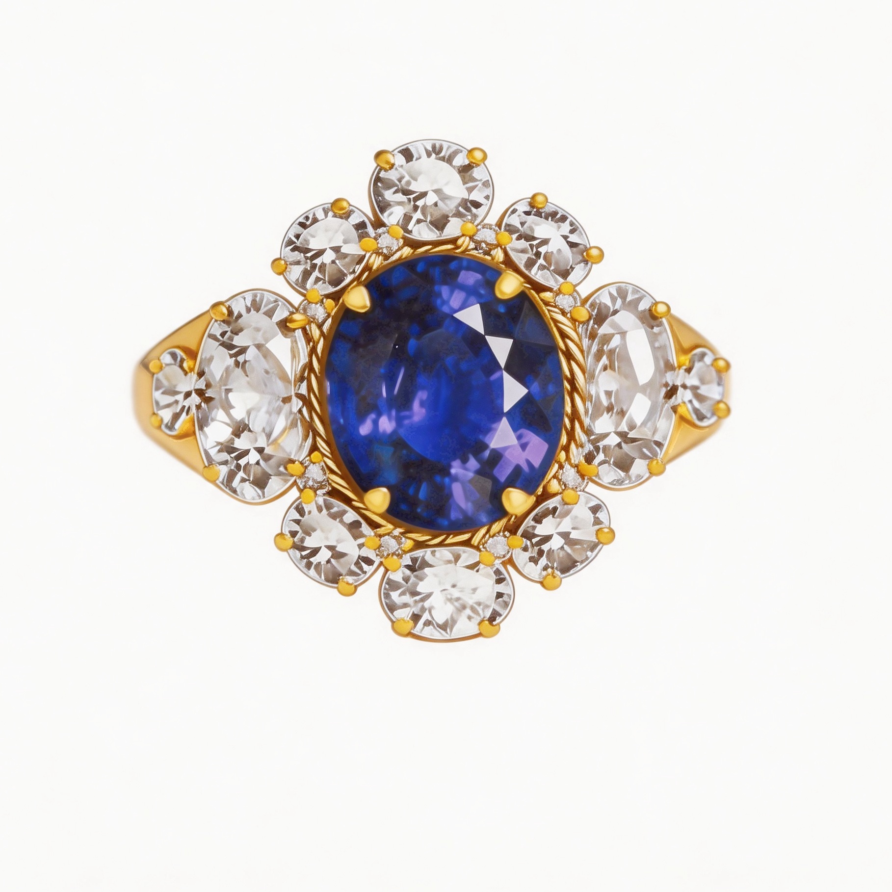 Original Design - 3ct Oval Cut Blue Sapphire Engagement Ring