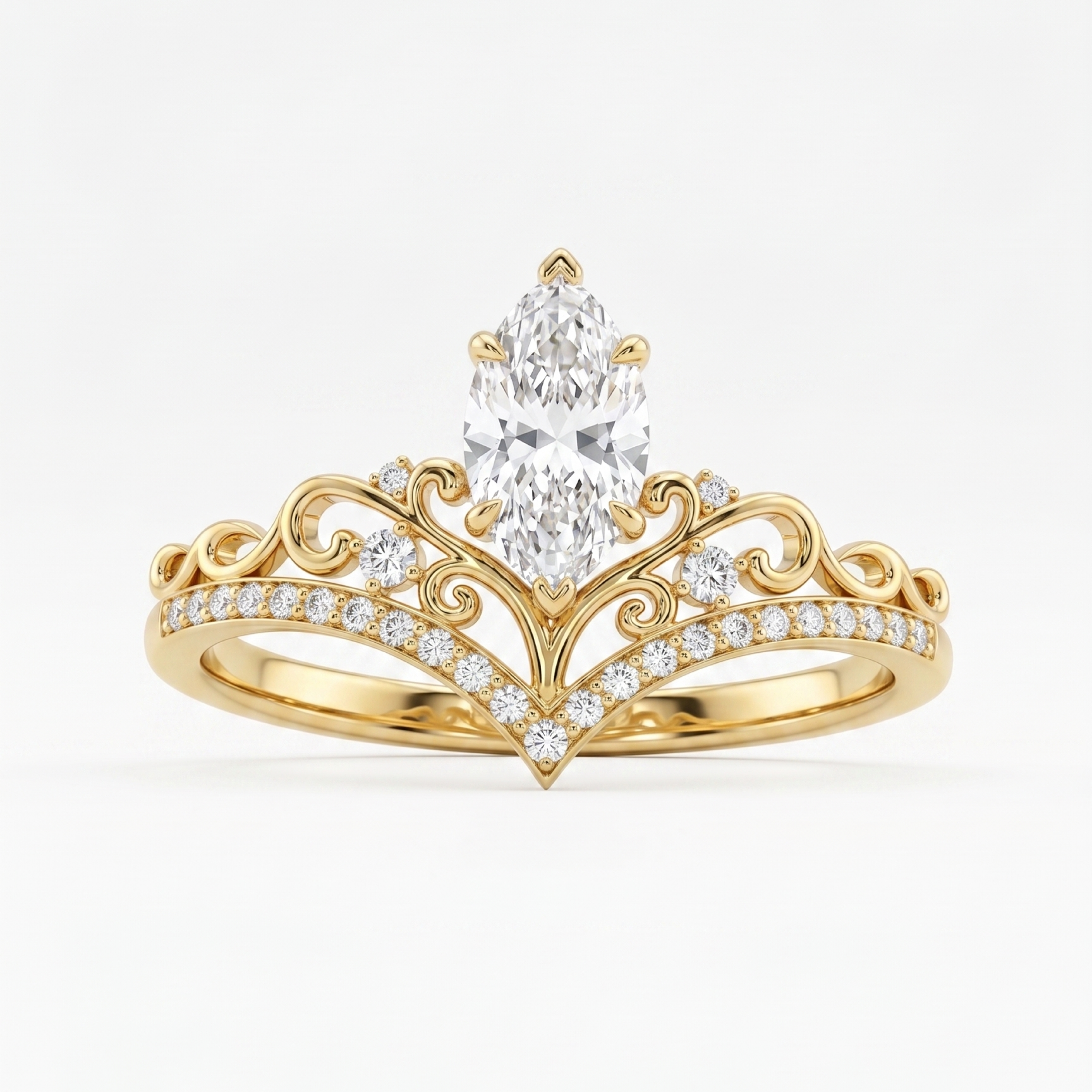 Original Design - 2ct Marquise Cut White Sapphire Engagement Ring