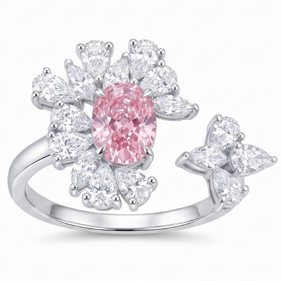 Original Design - 3ct Oval Cut Pink Sapphire Engagement Ring