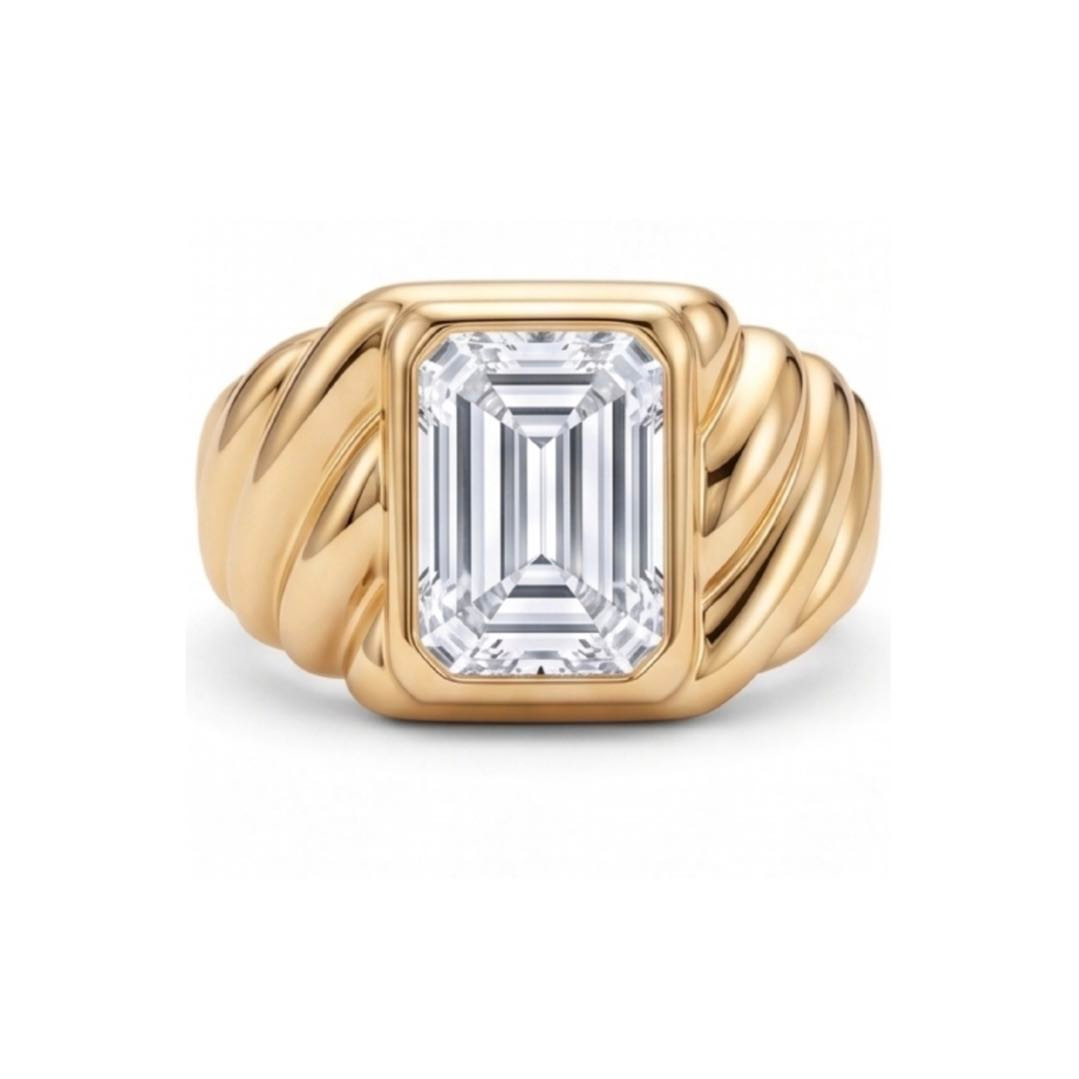 Original Design - 3ct Emerald Cut White Sapphire Engagement Ring
