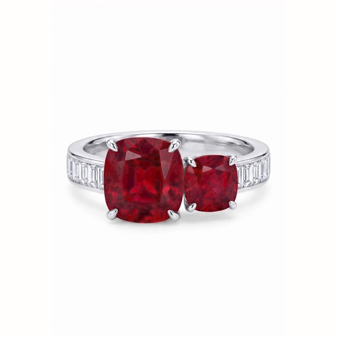 Original Design - Double-stone Ruby Sapphire Engagement Ring