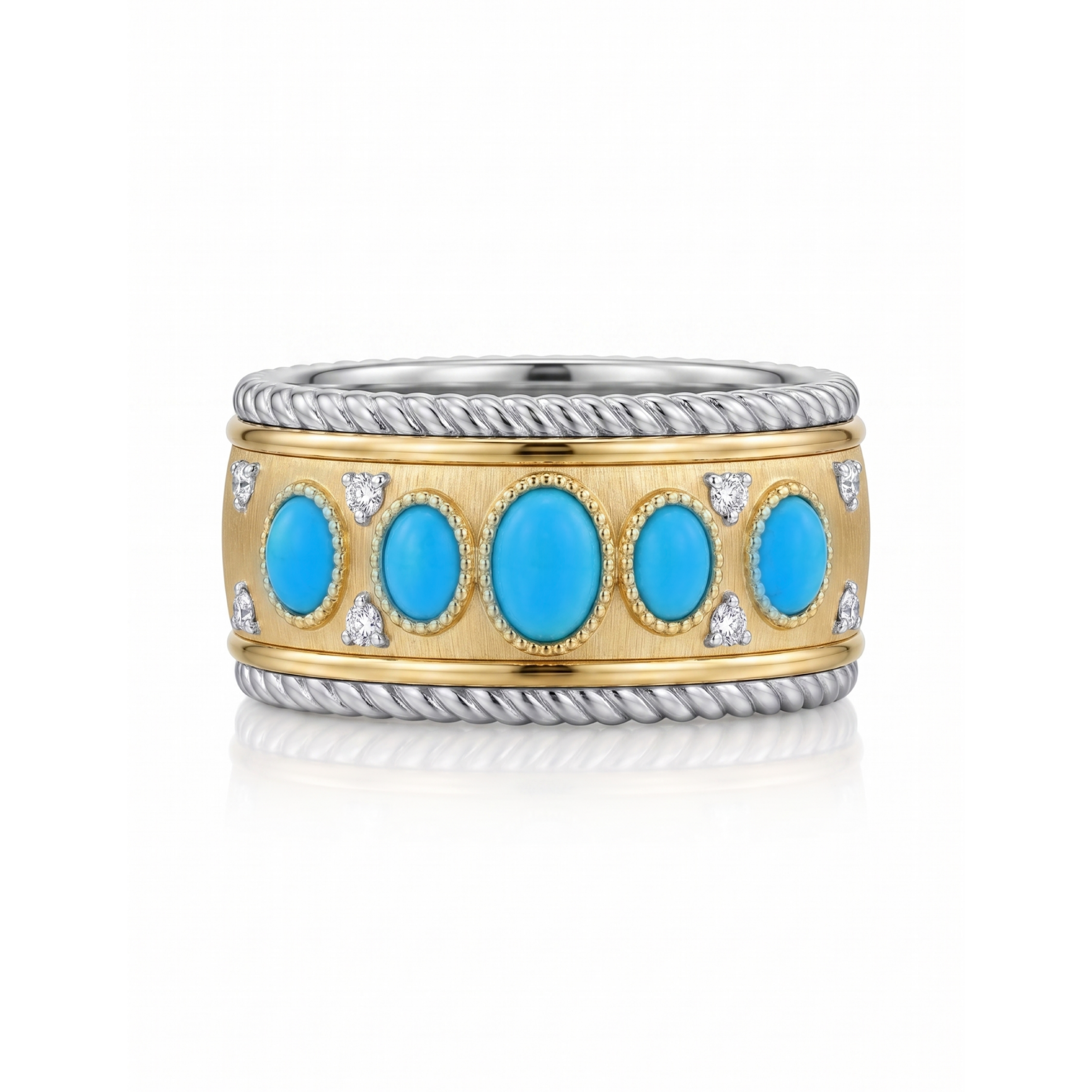 Original Design - Oval Cut Turquoise Wedding Band