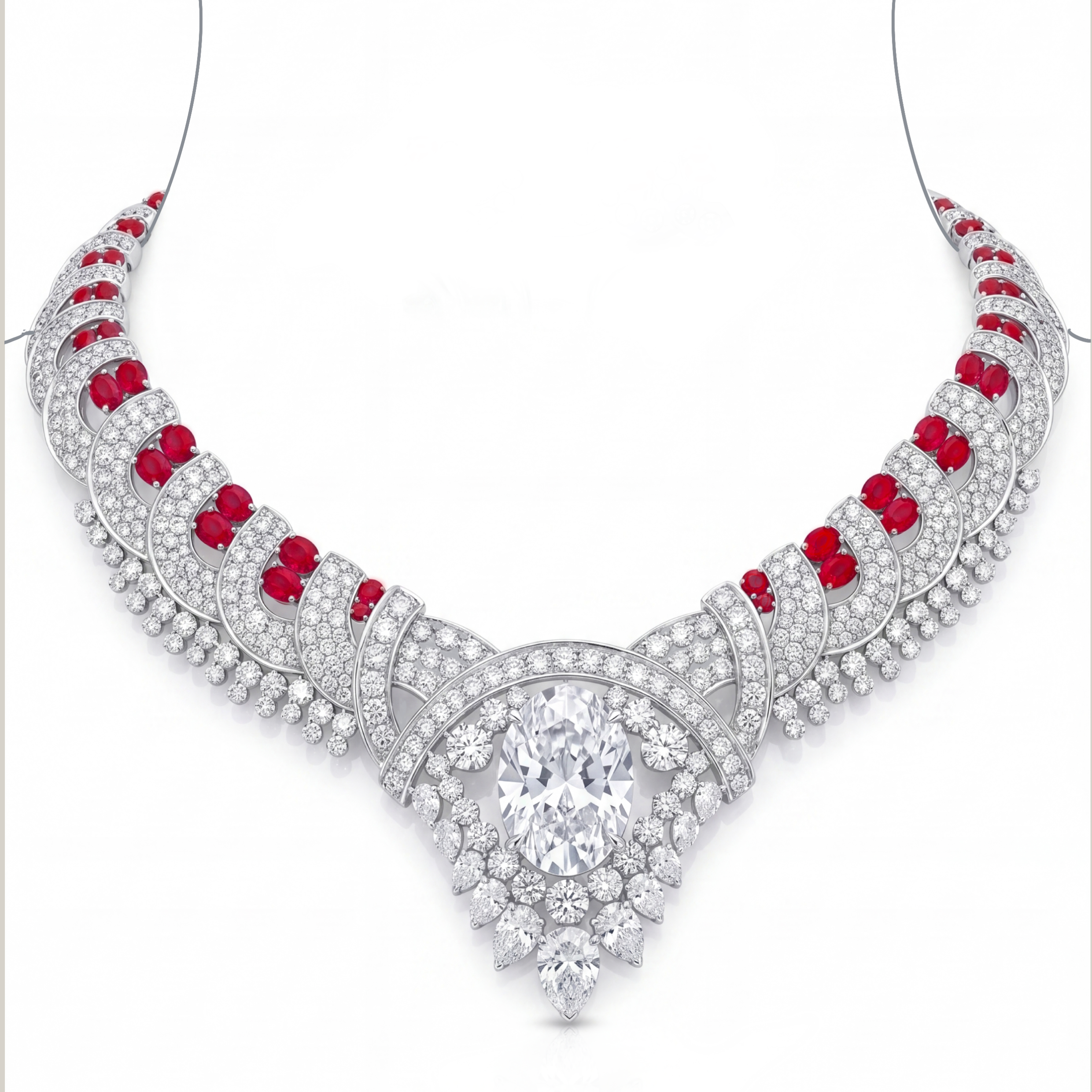 Original Design - Ruby & White Sapphire Necklace