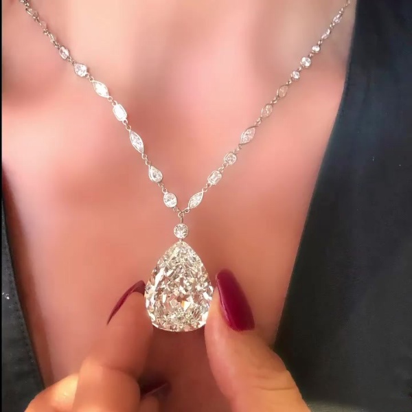 Pear Cut White Sapphire Pendant Necklace
